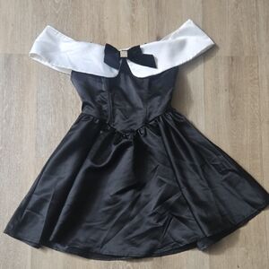 Elegant Black and White Off-Shoulder Dress